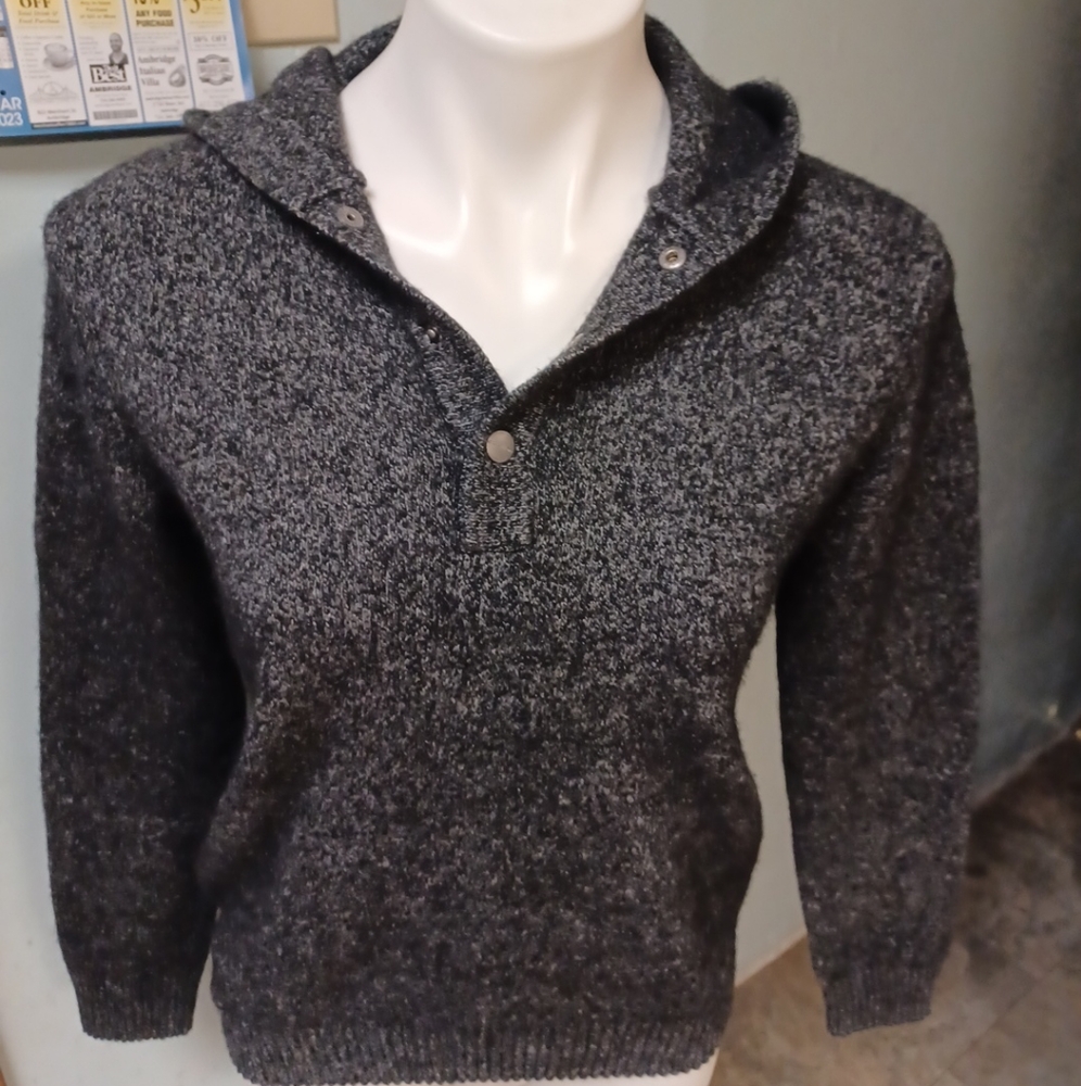 Womens Michael Michael Kors Pullover Hooded Gray Sweater Size S Wool Blend
